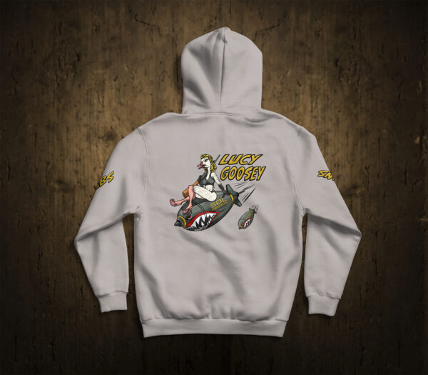 "Lucy Goosey" Cement Grey Snow Goose Hoodie - Image 3