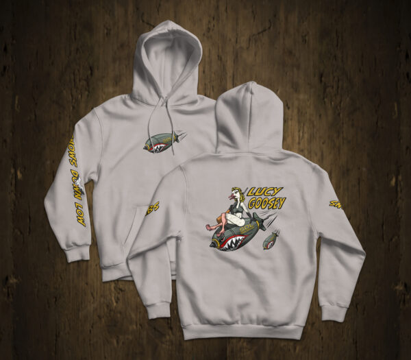 "Lucy Goosey" Cement Grey Snow Goose Hoodie